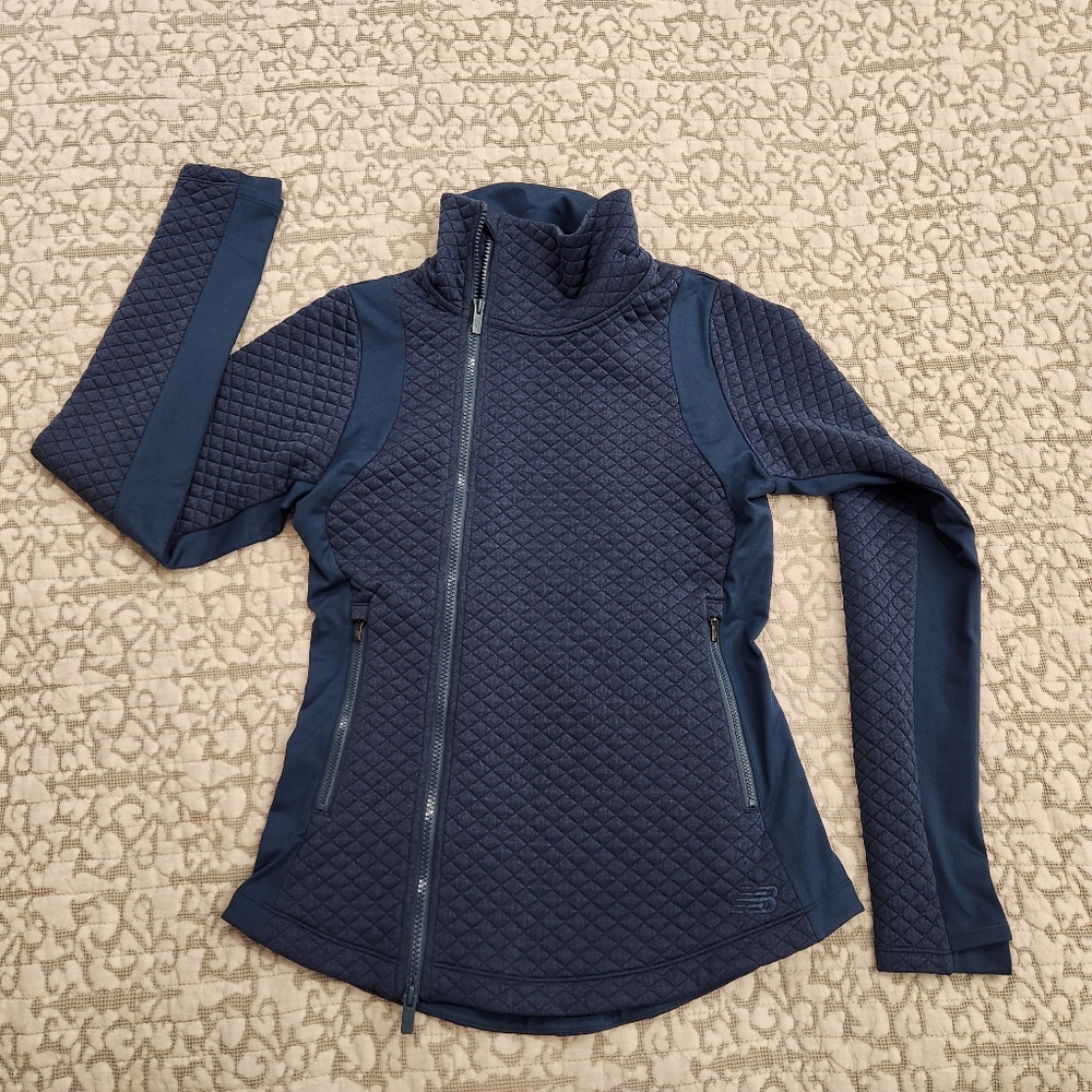 Women's Fitted New Balance Quilted Two-Tone Dark Bue With A Side Zip Jacket